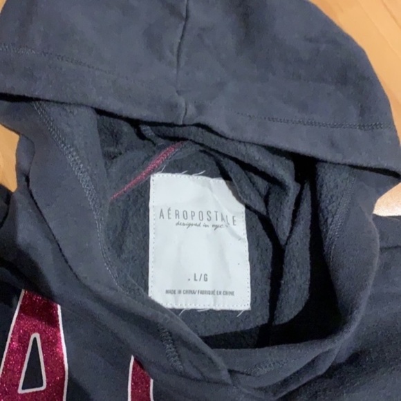 Aeropostale Girls Grey Kanga Hoodie with Pink Glitter - size YL - Picture 4 of 16